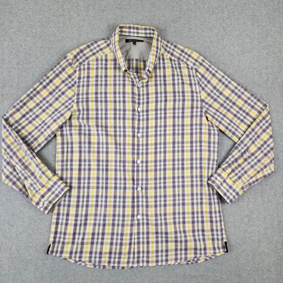 Kenneth Cole Shirt Mens Size XL Long Sleeve Button Down Plaid - Picture 3 of 12